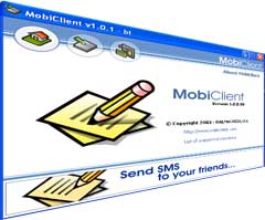 MobiClient is an easy-to-use online free sms service that allows you to send Free Text Messages (free sms) to any US mobile phone right from your desktop. Download free version of sms sending mobile tool is available. Premium sms server, bulk, international usa internet online cell text messaging unlimited, 2 two way, rogers, code.